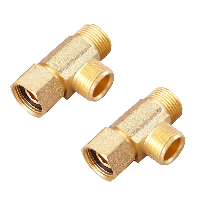 Lead-Free 2 PCS Brass Angle Stop Add-A-Tee Valve 3/8" Compression Inlet by 3/8" Compression Outlet by 3/8 Inch Easy Connect Tee 3/8 Add-A-Tee