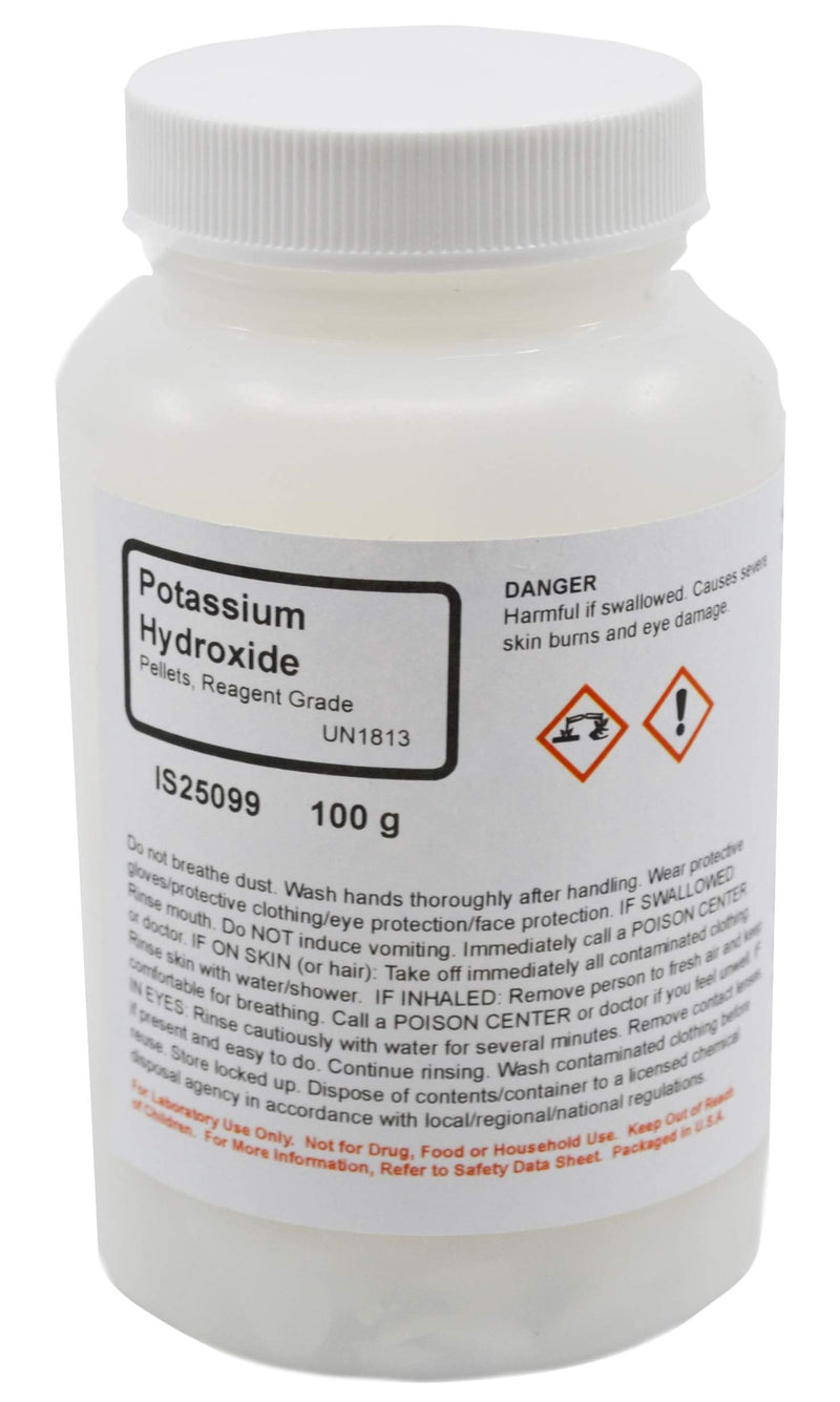 ALDON Innovating Science Reagent-Grade Potassium Hydroxide Pellet, 100g - The Curated Chemical Collection