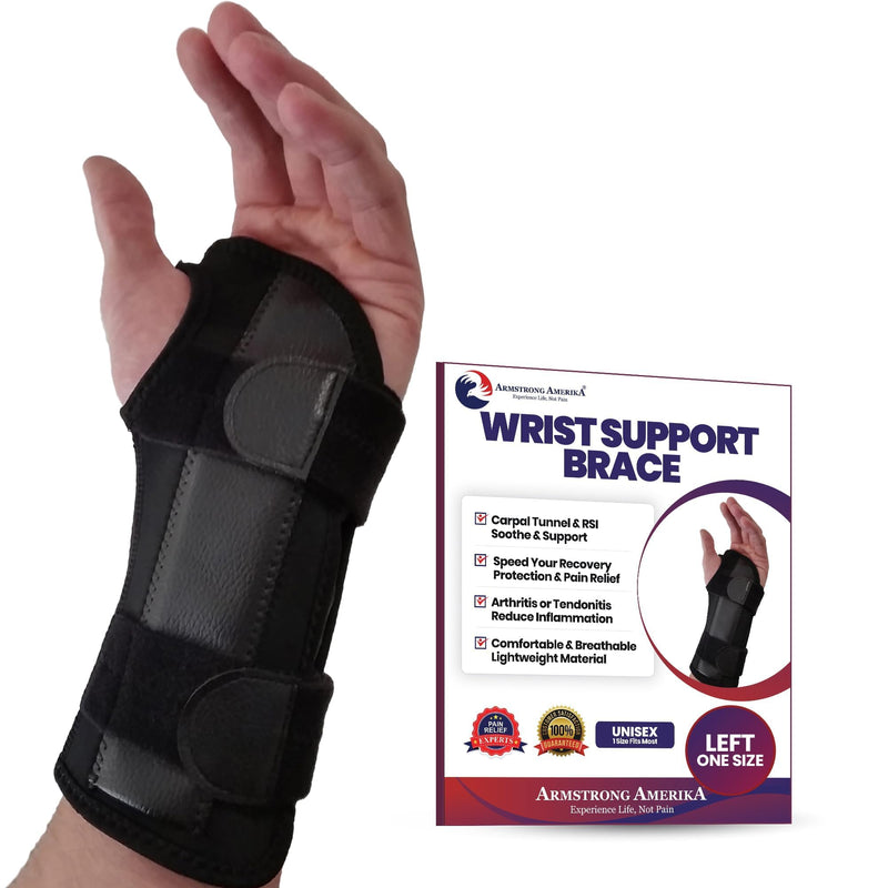 Carpal Tunnel Wrist Brace | Night Wrist Support Guard | Wrist Splint & Hand Brace | Carpal Tunnel Syndrome & Wrist Tendonitis Pain Relief with Forearm Compression | For Men & Women (Left Wrist Brace) Fits Most Left
