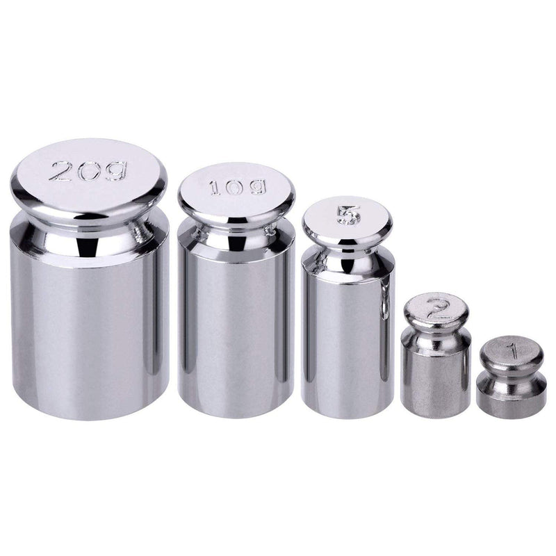 5PCS Gram Calibration Weight 1g 2g 5g 10g 20g Chrome Plating Calibration Gram Scale Weight Set Kit for Digital Scale Balance Jewellery Scale Balance Home Tool