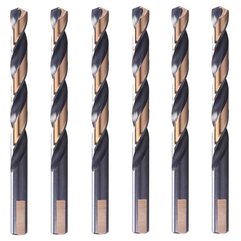 6 PCS,7/16", Black and Gold Twist Drill Bits