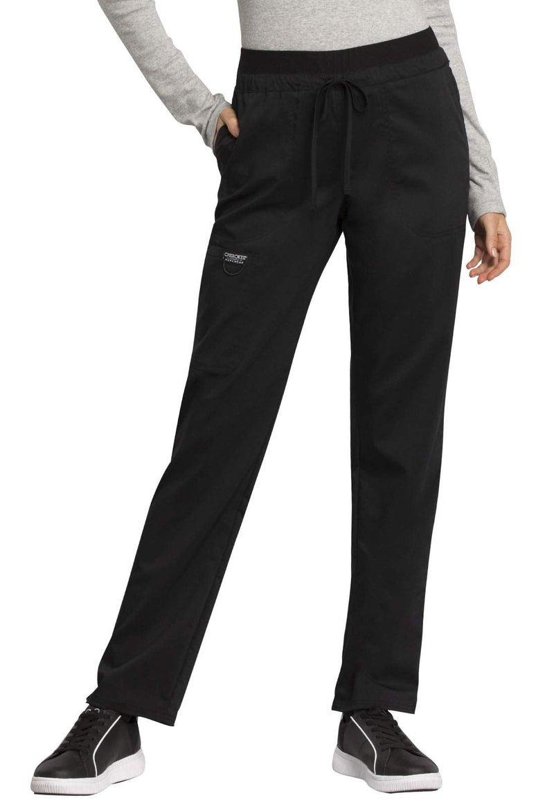 Scrubs for Women Workwear Revolution, Drawstring Cargo Pants Soft Stretch WW105 Medium Black