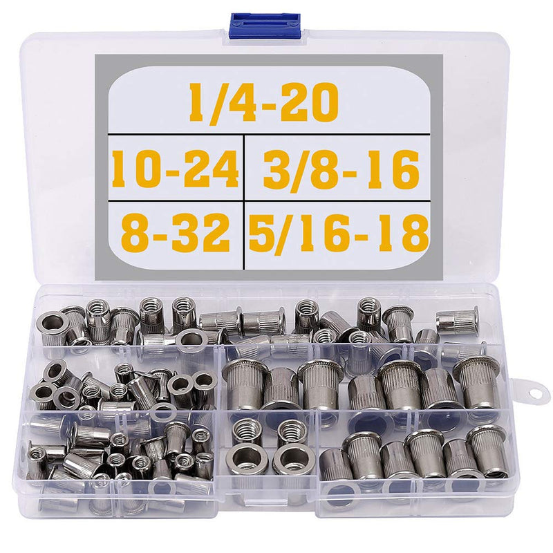 Stainless Steel Rivet Nuts Kit #8-32#10-24 1/4"-20 5/16"-18 3/8"-16 Threaded Insert Nutsert Rivnuts 8-32*10-24*1/4-20*5/16-18*3/8-16