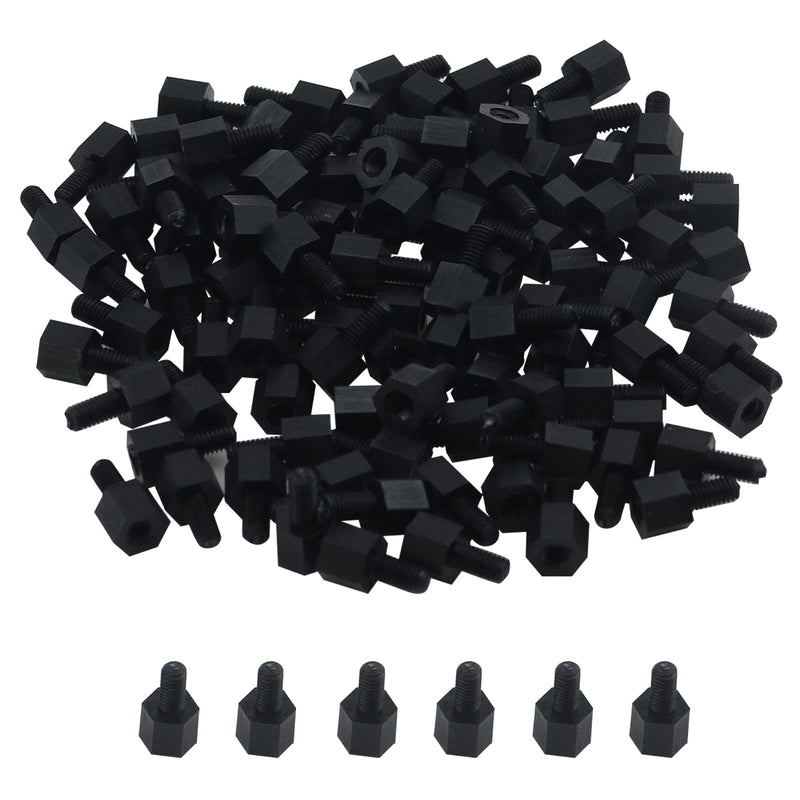Antrader M3 x 5+6mm Nylon Male Female Thread Hex Nuts Spacer Standoff Screw PCB Pillar Black 100pcs 100pcs M3 x 5+6mm