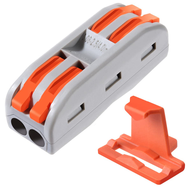 50pcs Conductor Compact Connectors Lever Wire Nut Electrical Connectors with Fixed Base for 2 Circuit Inline Splices 28-12 AWG 50 Pcs 2 series circuit