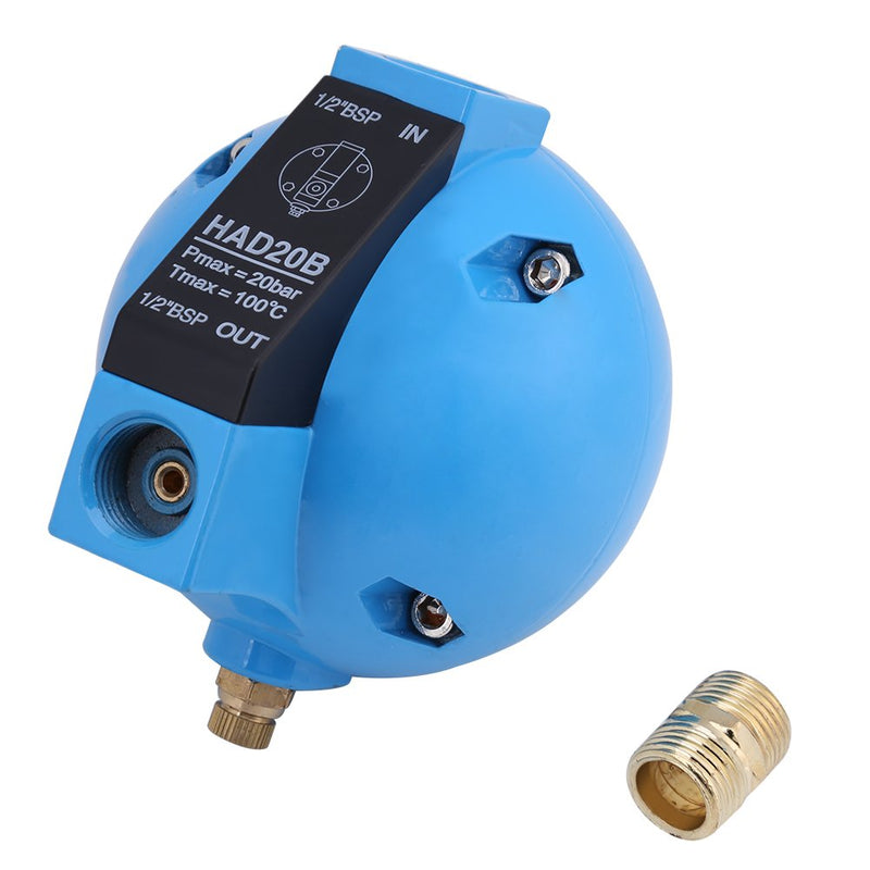 1/2BSP Round Drain Valve, Automatic Drain HAD20B 400L/H 20Bar Automatic Condensate Mechanical Drain Valve Compressed Air Drain Mechanical Automatic Drainer