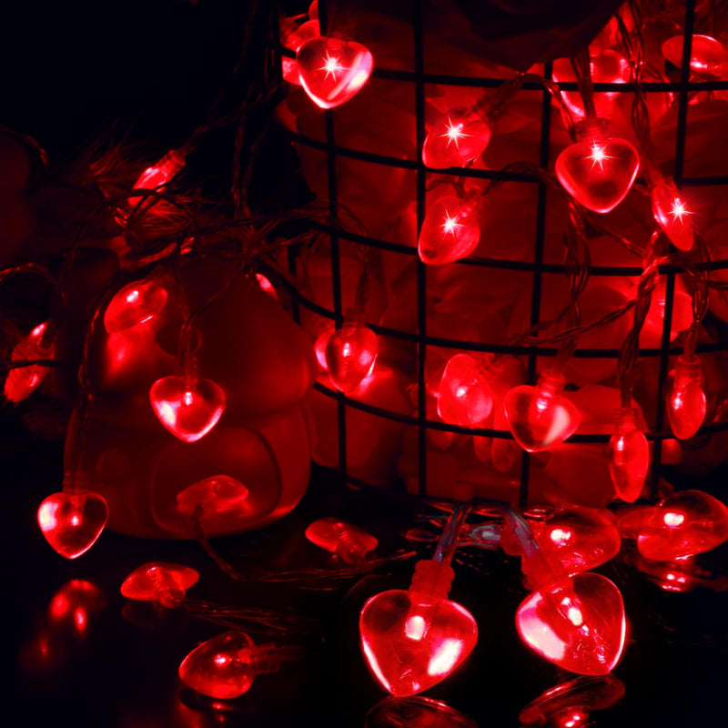 Luditek 14.7ft 40LED Valentines Day Decorations String Lights, Battery Operated Heart Shape Hanging Garland Valentines Day Decor for Indoor Outdoor Home Room Party Wedding 1 PACK