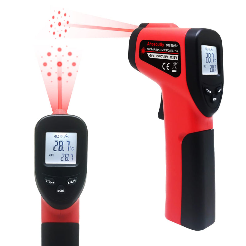 Infrared Thermometer Temperature Gun (NOT for Humans) -58℉~1022℉ (-50℃～550℃) 9-Point Laser Non-Contact Instant-Read Digital Laser Infrared Ir Thermometer with Backlight red