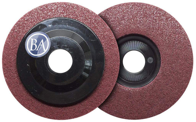 Benchmark Abrasives 4-1/2" Diameter Surface Preparation Non Woven Discs with 7/8" Arbor for Die Grinder Surface Grinding Polishing Burr Finish Rust Paint Removal (Pack of 10) (Maroon - Fine) Maroon - Fine