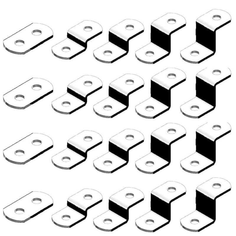 Offset Canvas Clips for Picture Framing Assorted Small Sizes, 10 Each 0/0", 1/8", 1/4" 3/8" 1/2", 10 Pieces Each Size Packed with 100 Screws