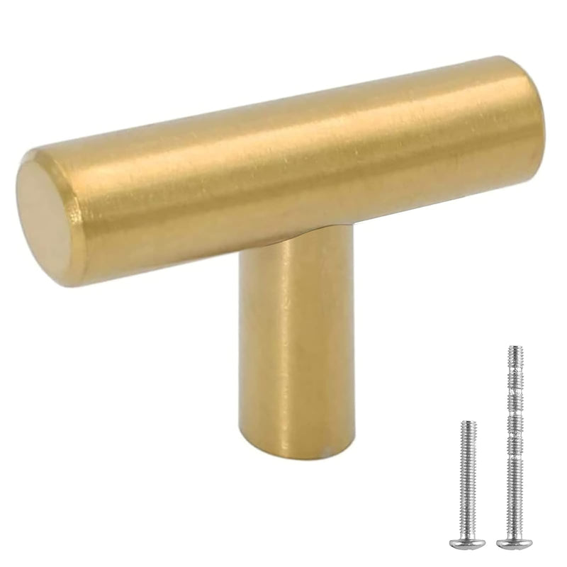 LONTAN 12 Pack Gold Drawer Knobs for Dresser Kitchen Cabinet Knobs Gold Hardware for Cabinets Brushed Brass T Bar Knobs for Dresser Bathroom，Stainless Steel T Bar Knob