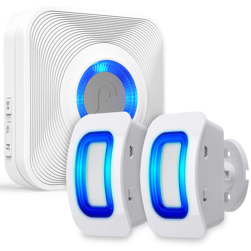Fosmon WaveLink Door Chime Driveway Alarm Guard Wireless Motion Sensor (500 Feet, 58 Tunes, 5 Volume Levels, LED Indicators) Motion Detector Home/Business/Store Entrance Alert (1 Receiver + 2 Sensor) 1 Receiver + 2 Motion Sensor