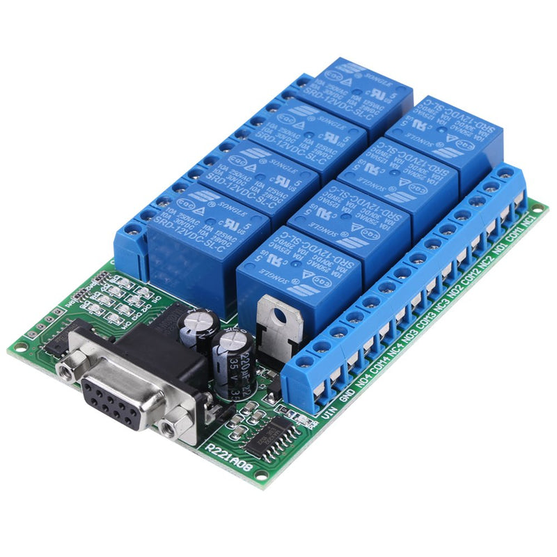 8 Channel Relay Module, 12V 8 CH DB9 RS 232 Relay Module Remote Control Switch Smart Home