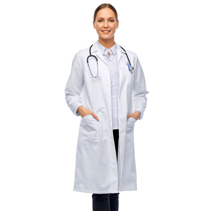Professional Lab Coat for Women & Men, White Unisex Labcoat, Cotton Poly Medical Doctor Nurse Med Laboratory Coat Medium
