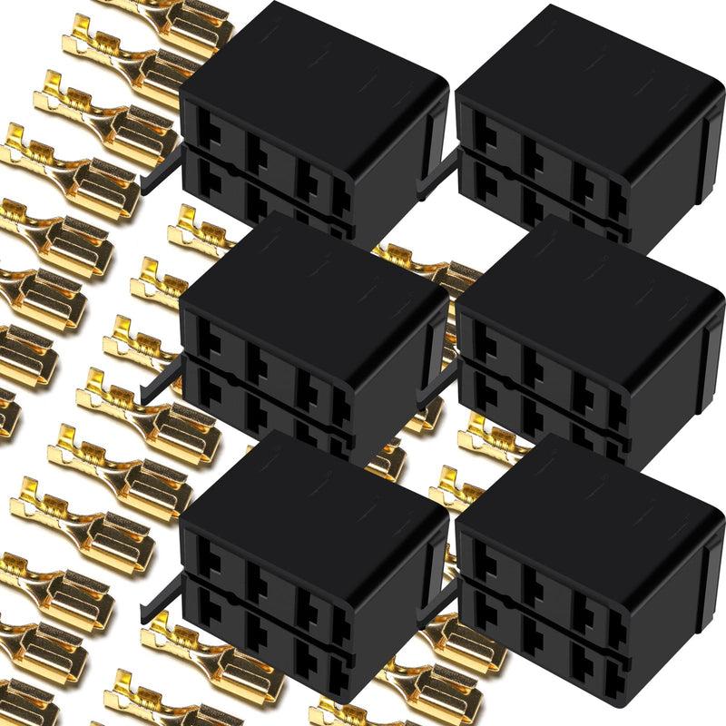 GIETOP GI1407 Lot/Sets 6.3mm 14-16AWG Female Gold Spade Terminal Connector + Rocker Switch Plug Connect Box Socket ARB Carling (6 Sets) 6 Sets