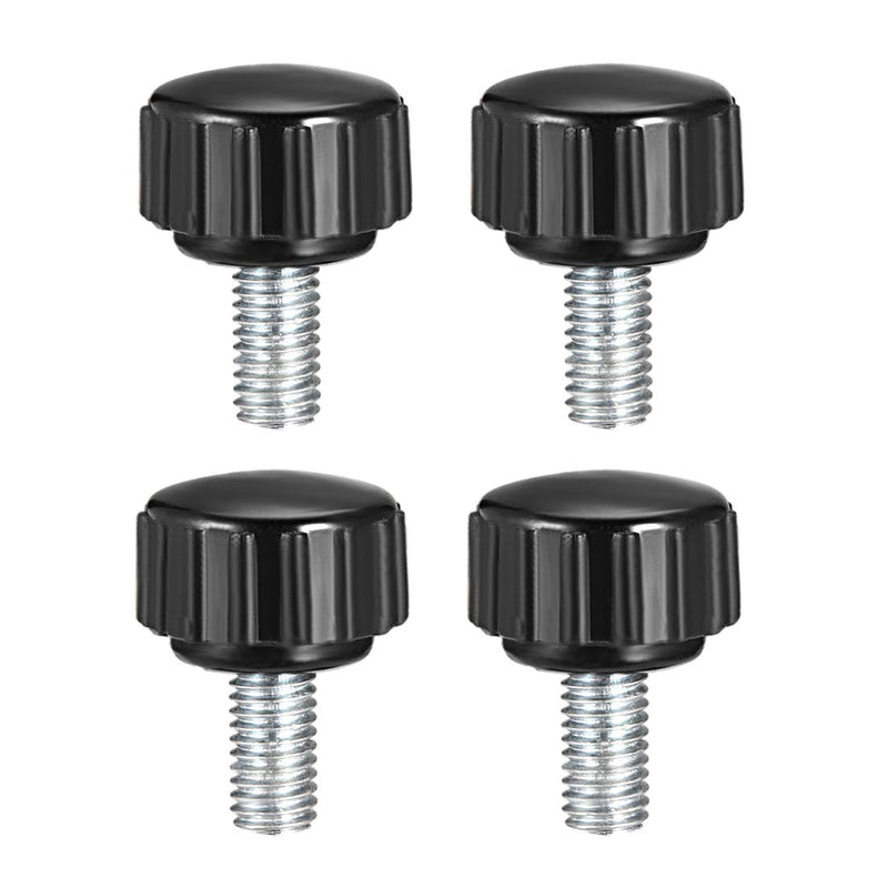 uxcell 4pcs Knurled Clamping Knobs M5 x 10mm Metric Zinc Plated Carbon Steel Male Thread Thumb Screw on Type 16mm Plastic Round Head Threaded Hand Bolt Stud Knobs Black M5 x 10mm x 16mm