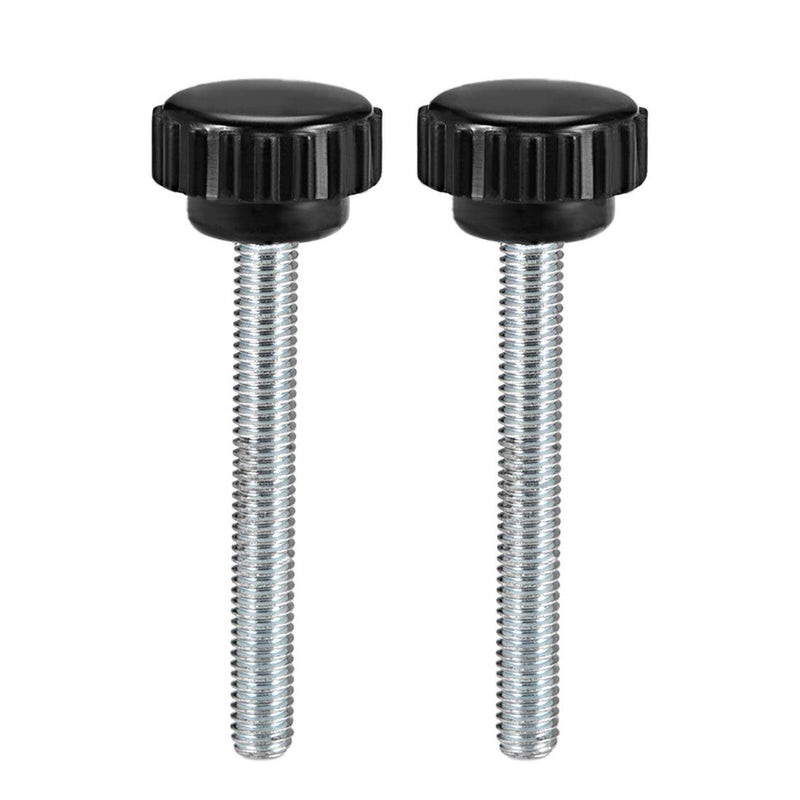 uxcell 2pcs Knurled Clamping Knobs M6 x 50mm Metric Zinc Plated Carbon Steel Male Thread Thumb Screw on Type 20mm Plastic Round Head Threaded Hand Bolt Stud Knobs Black M6 x 50mm x 20mm