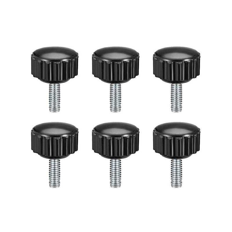 uxcell 6pcs Knurled Clamping Knobs M4 x 10mm Metric Zinc Plated Carbon Steel Male Thread Thumb Screw on Type 16mm Plastic Round Head Threaded Hand Bolt Stud Knobs Black M4 x 10mm x 16mm