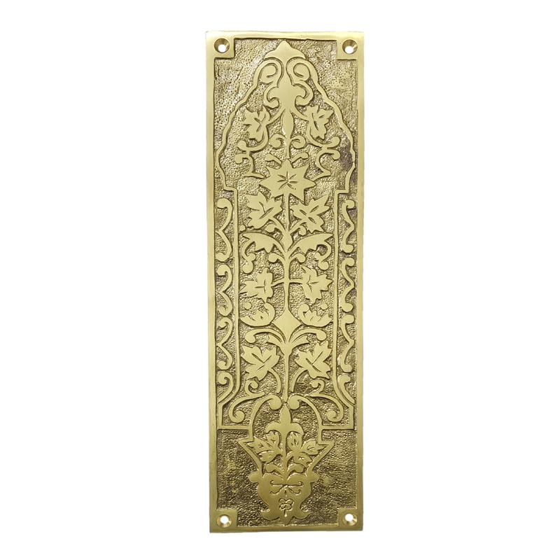 Adonai Hardware Decorative Brass Push Plate (9.9 Inch "Nezib", Satin Brass)