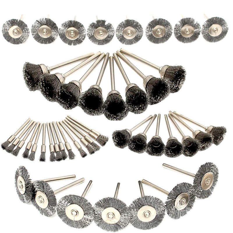 45PC Wire Brushes for Drill Set Stainless Steel Wheel Brushes Dremel Accessories for Rotary Tools - Grinding, Sanding, Polishing
