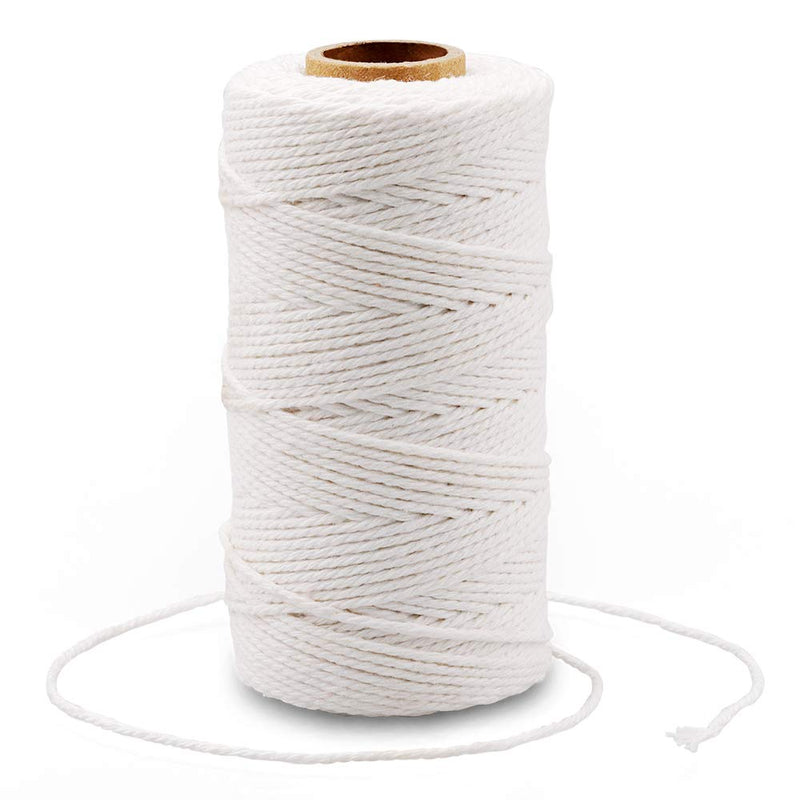 G2PLUS White String, Cotton Bakers Twine，328 Feet 2MM Natural White Cotton String for Crafts, Gift Wrapping Twine, Home Decor, Gift Packaging 2MM 328 Feet