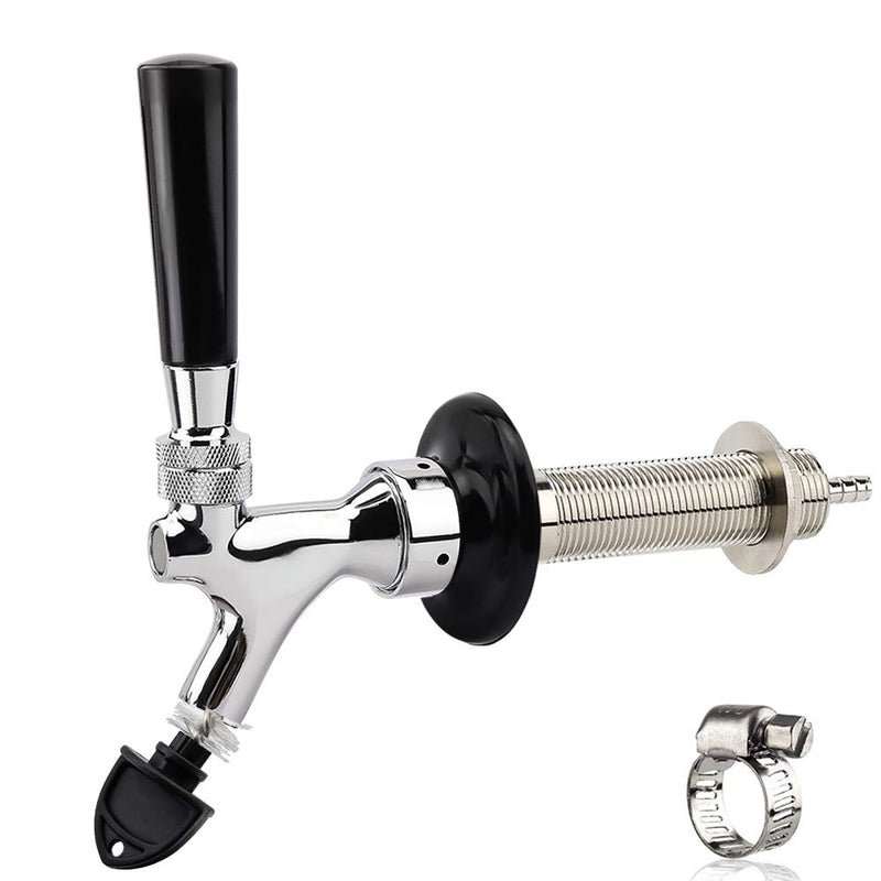 OneBom Beer Faucet with Nipple 4'' Shank Assembly,3/16’’I.D. Bore for Keg Fridge Keezer (4'' Shank)