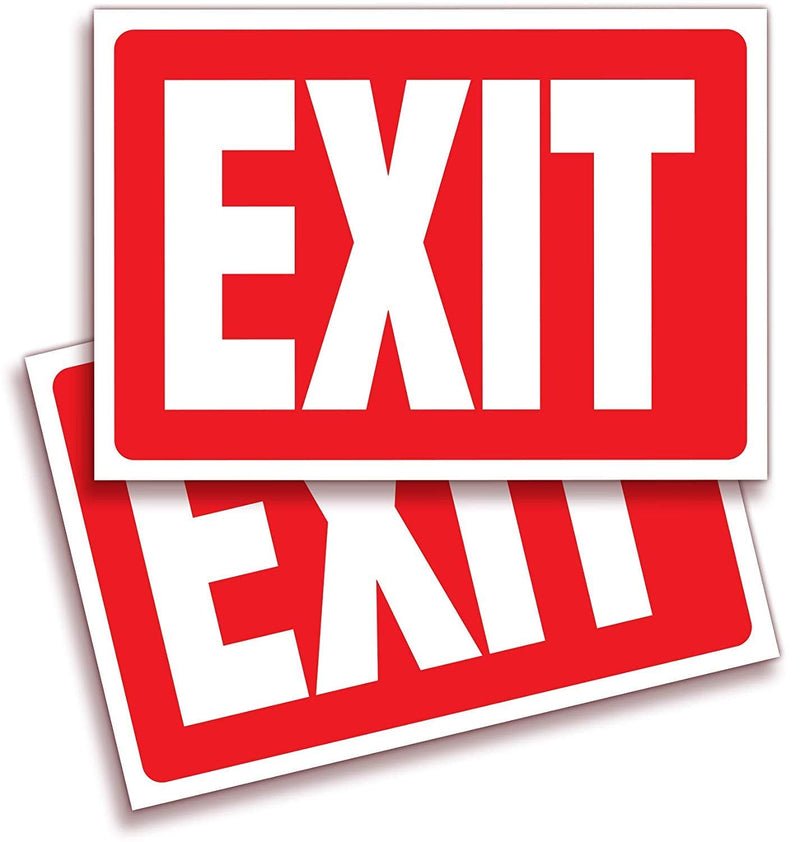 iSYFIX Exit Signs Stickers – 2 Pack 10x7 Inch – Premium Self-Adhesive Vinyl, Laminated for Ultimate UV, Weather, Scratch, Water and Fade Resistance, Indoor and Outdoor Sticker Red 2 Pk 10x7