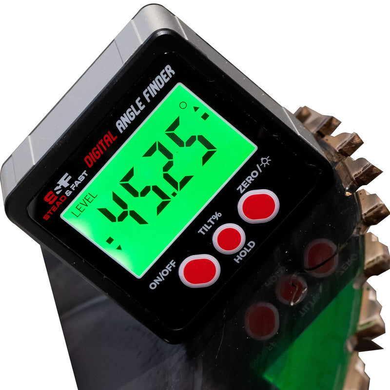 S&F STEAD & FAST Digital Angle Finder Gauge Magnetic Protractor Inclinometer Angle Cube Level Box with Magnetic Base and Backlight on Demand for Woodworking,Table Saw,Construction Black