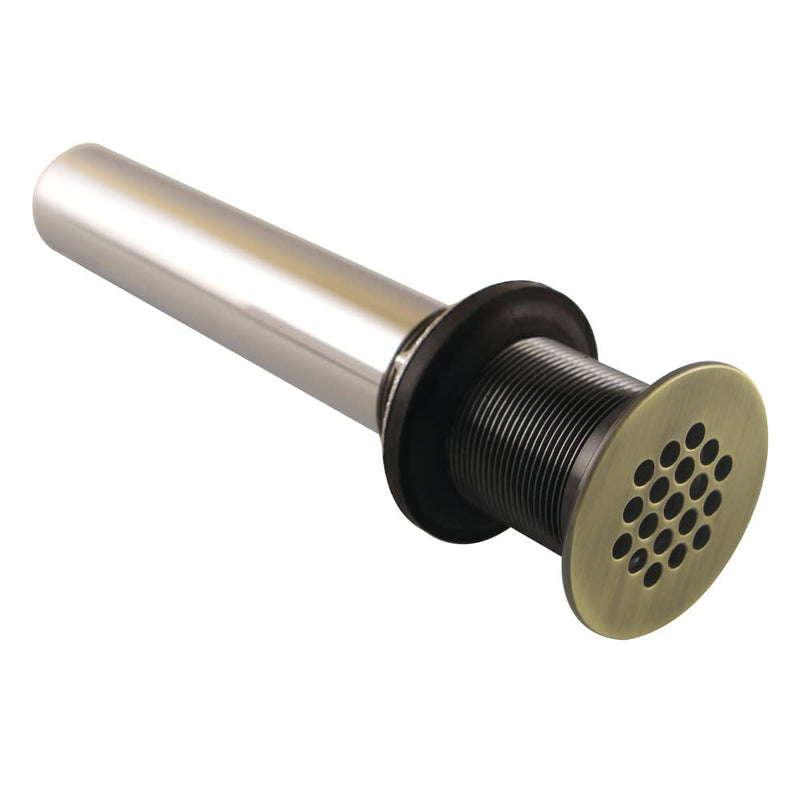 Kingston KB4003 Grid Drain without Overflow, 17 Gauge, Antique Brass