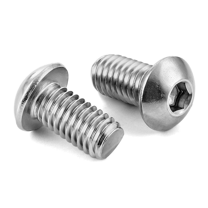 M8-1.25 x 16mm Button Head Socket Cap Screws, Stainless Steel 18-8, Bright Finish, Fully Threaded, Allen Socket Drive, Pack of 25 M8 x 16mm