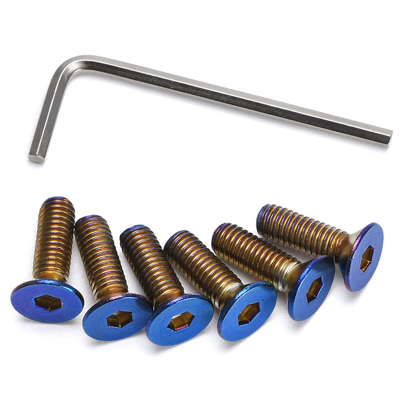 6pcs Steering Wheel Screw Bolts Taper M5×0.8 Length 15mm Burnt Titanium Finish Flat Head