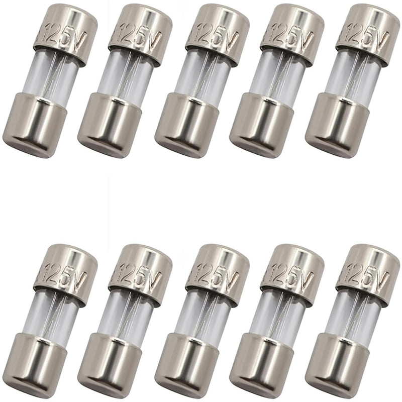 SIXQJZML 10 Pack F2.5AL Fast-Blow Mini Fuse 2.5A 2.5amp 125V Glass Fuses 0.14 x 0.39 inch / 3.6 x 10 mm (125Volt) (F2.5A)