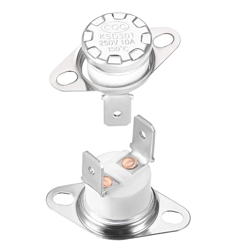 uxcell KSD301 Thermostat 150°C/302°F 10A Normally Closed N.C Adjust Snap Disc Temperature Switch 2pcs