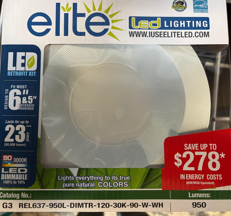 Elite Lighting REL637950LDIMT LED Retrofit Lighting Module, 120V, 3000K, White