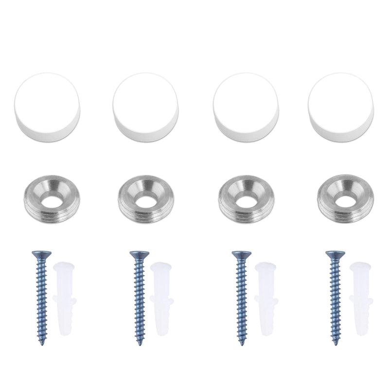 Mirror Screws, TOPNIKE Aluminum Cap Decorative Mirror Nails, Sign Advertising Hardware, Construction with Decorative Cap Cover Nails, Φ0.6", White, 4 Pack