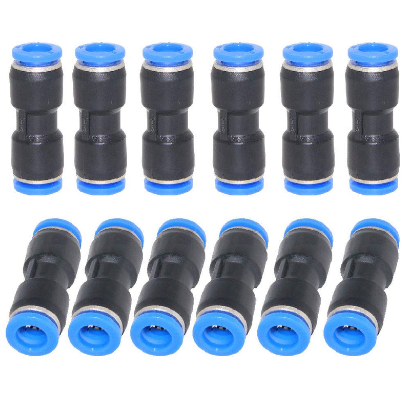 Beduan Push to Connect Fitting, 5/32" Tube OD Pneumatic Quick Adapter Tubing Air Hose Line Pipe Fitting (Pack of 12) ‎4mm or 5/32"(12Pcs)
