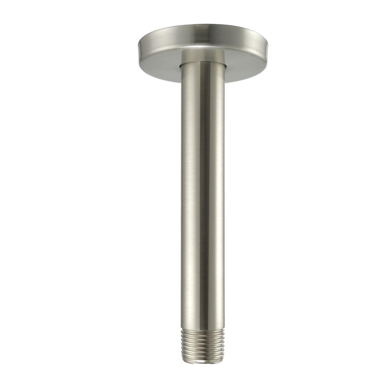 Purelux Straight Shower Arm 6 Inches Water Outlet PJ0612, Brushed Nickel Made of Stainless Steel with Gasket Flange 6 Inch Ceiling Mount - Brushed Nickel