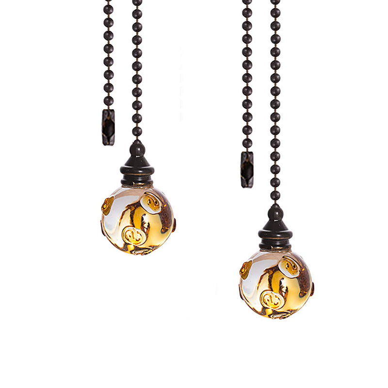 Crystal Ceiling Fan Pull Chains Hanging Amber Point Pendants Prism Pack of 2