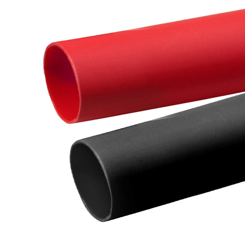 2 Pcs 3/4 inch (Diameter) 3:1 Dual Wall Adhesive Heat Shrink Tubing Kit, Large Wire Shrinkable Tube Wrap by MILAPEAK (4 Feet, Black & Red) 4FT (3/4", 2 Pcs)