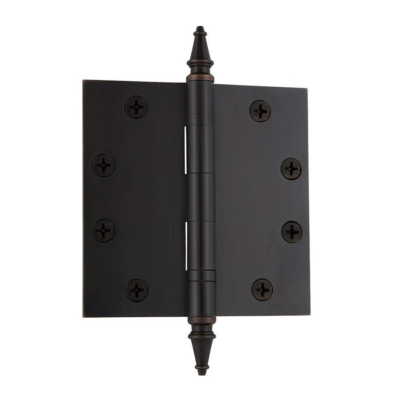 Nostalgic Warehouse 746110 4.5" Steeple Tip Heavy Duty Square Corners Door Hinge, Timeless Bronze 4.5" x 4.5"