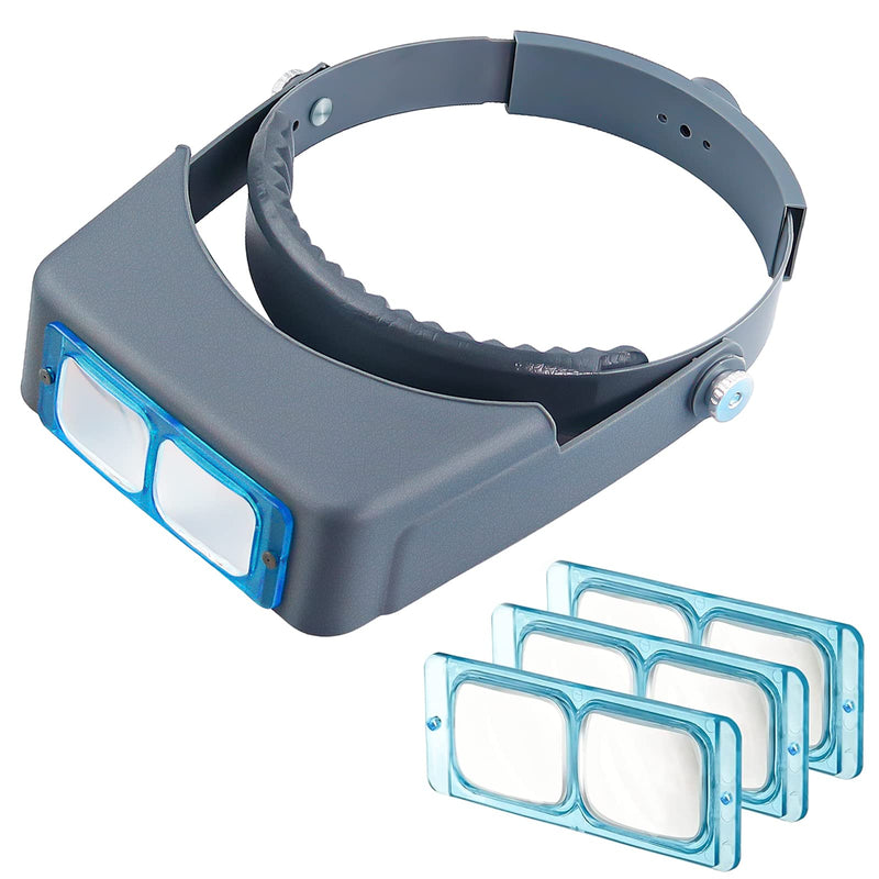 Headband Magnifier Double Lens Head-Mounted Reading Magnifier Loupe Jewelry Visor Opitcal Glass Binocular Magnifier with Lens Magnification-1.5X 2X 2.5X 3.5X 1.5x-3.5x - Optical Glass