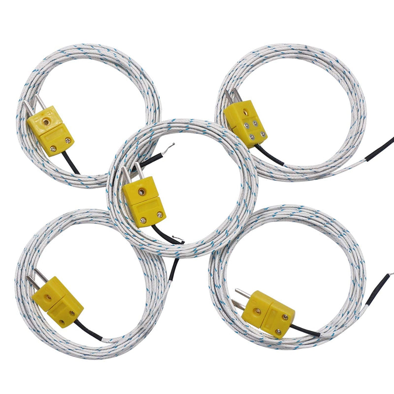 TWTADE 5pcs 3M K Type Mini-Connector Thermocouple Temperature Probe Sensor Measure Range -50~350°C