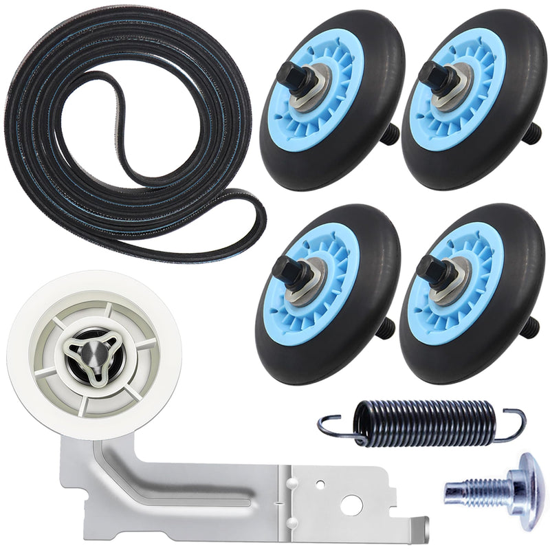 Upgraded Sam-Sung Dryer Repair Kit Compatible with Samsung Dryer Roller Replacement Kit, Replacement for Samsung Dryer Parts DC97-16782A Dryer Roller, DC93-00634A Idler Pulley, 6602-001655 Belt 4 Roller White Spacer