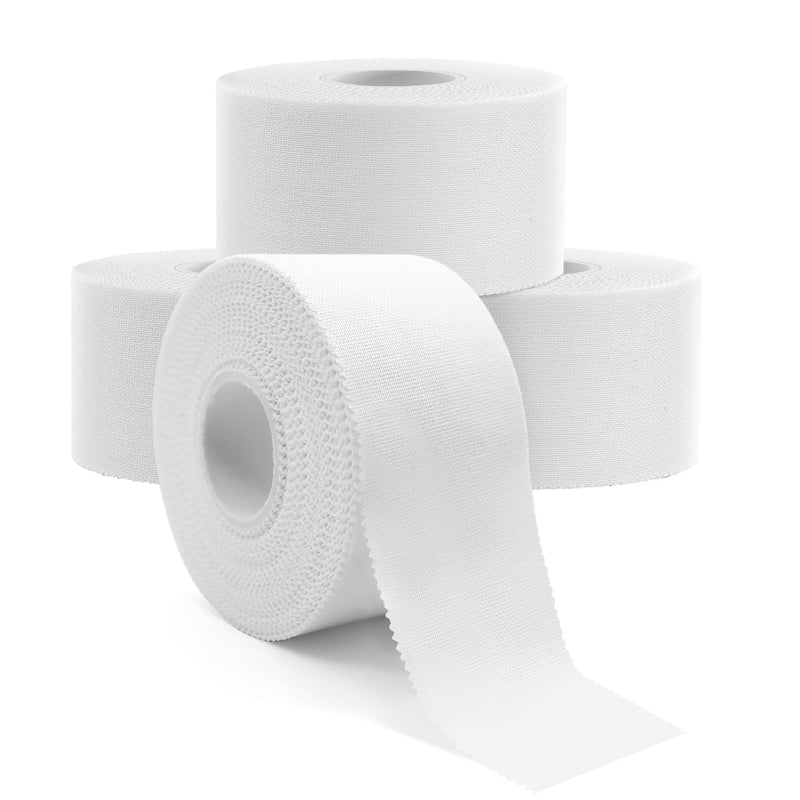 Dimora Athletic Tape, Easy Tear Sports Tape with Serrated Edges, Strong Adhesion, No Residue, Ideal for Gymnastics, Boxing, Lacrosse, Hockey and First Aid (White, 1.5 in x 45 ft, 4 Pack) White Athletic Tape (4 Rolls)