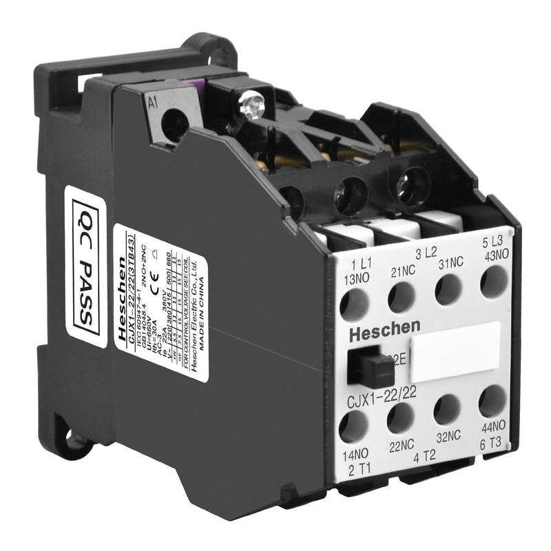Heschen AC Contactor CJX1-22/22 24V Coil 50/60Hz 9.5KW 3 Pole 2NO+2NC 380V 22A