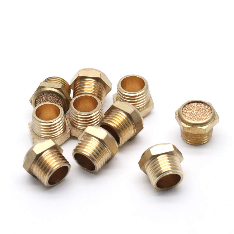 LC LICTOP Brass Sintered Bronze Breather Vent Flat Pneumatic Muffler Filter,1/4" NPT (Pack of 10)