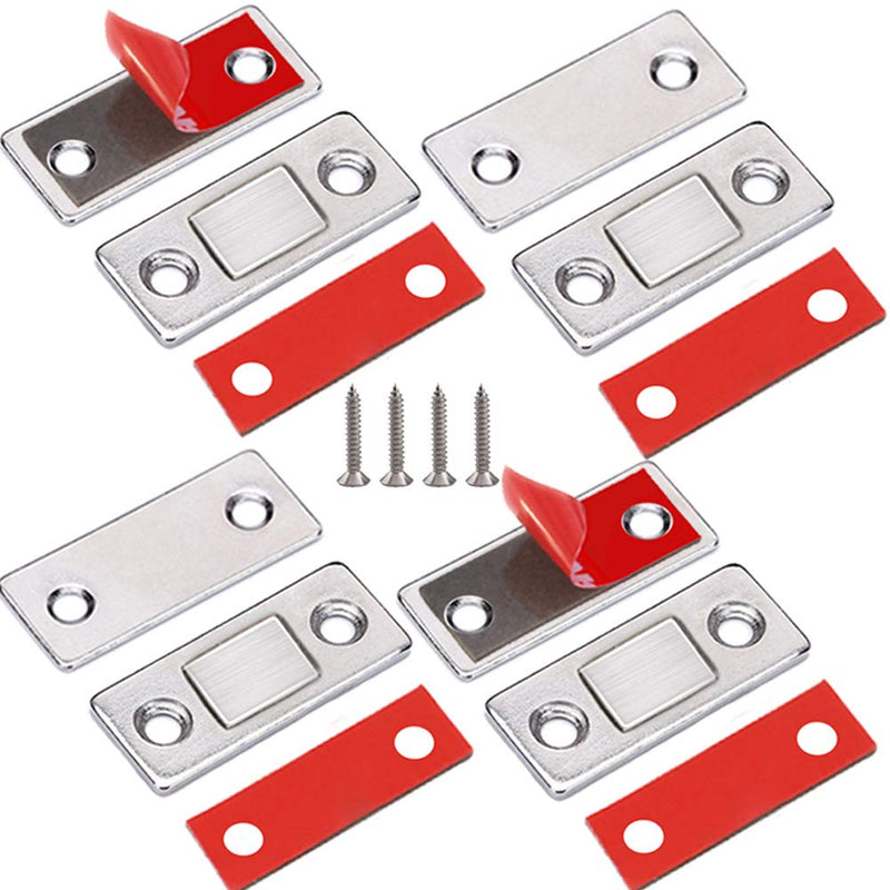 Cabinet Magnetic Catch Jiayi 4 Pack Ultra Thin Cabinet Door Magnetic Catch for Drawer Magnets Adhesive Cabinet Latch Magnetic Closures for Kitchen Closet Door Closing Magnetic Door Catch Closer Silver