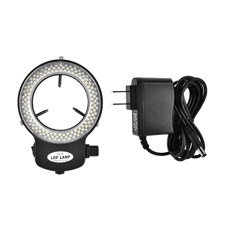 Akozon Microscope LED Light, Microscope Camera 144 LED Beads Light Source Brightness Adjustable Ring Lamp for Stereo Microscope & Camera (Black)