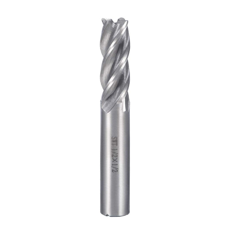 uxcell 1/2" Cutting HSSAL Spiral Drill Bit Straight End Mill Cutter 4 Flute with 1/2" Shank 1/2"x1/2"