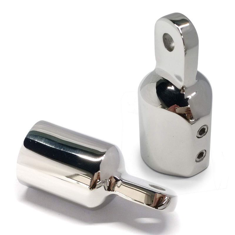 NRC&XRC Bimini Top Cap Eye End 1inch 7/8" with Two 1/4" Holes of the Eye Marine Stainless Steel 316 Heavy Duty Dome top (Pair) 7/8"